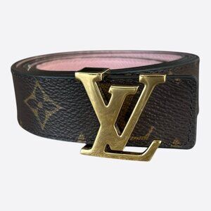 Louis Vuitton Brown & Pink Monogram Women's ReversiblBelt